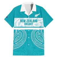 New Zealand Silver Fern Cricket Custom Family Matching Mermaid Dress and Hawaiian Shirt Black Cap Teal Maori Pattern LT14 Dad's Shirt - Short Sleeve Teal - Polynesian Pride