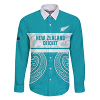 New Zealand Silver Fern Cricket Custom Family Matching Short Sleeve Bodycon Dress and Hawaiian Shirt Black Cap Teal Maori Pattern LT14 Dad's Shirt - Long Sleeve Teal - Polynesian Pride