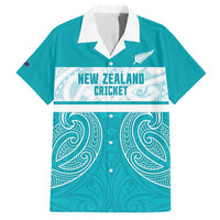New Zealand Silver Fern Cricket Custom Family Matching Tank Maxi Dress and Hawaiian Shirt Black Cap Teal Maori Pattern LT14 Dad's Shirt - Short Sleeve Teal - Polynesian Pride