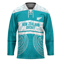 New Zealand Silver Fern Cricket Custom Hockey Jersey Black Cap Teal Maori Pattern - Polynesian Pride