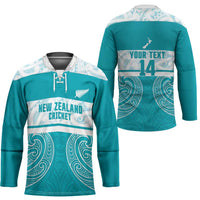 New Zealand Silver Fern Cricket Custom Hockey Jersey Black Cap Teal Maori Pattern - Polynesian Pride