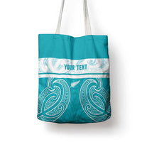 New Zealand Silver Fern Cricket Custom Tote Bag Black Cap Teal Maori Pattern - Polynesian Pride