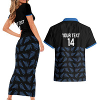 New Zealand Silver Fern Cricket Custom Couples Matching Short Sleeve Bodycon Dress and Hawaiian Shirt Black Cap T20 Version LT14 - Polynesian Pride