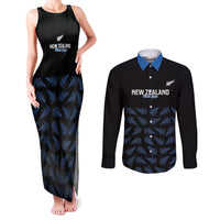 New Zealand Silver Fern Cricket Custom Couples Matching Tank Maxi Dress and Long Sleeve Button Shirt Black Cap T20 Version - Polynesian Pride