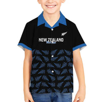 New Zealand Silver Fern Cricket Custom Family Matching Long Sleeve Bodycon Dress and Hawaiian Shirt Black Cap T20 Version LT14 Son's Shirt Black - Polynesian Pride