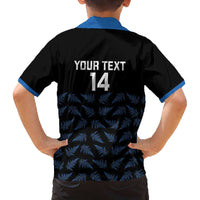 New Zealand Silver Fern Cricket Custom Family Matching Off The Shoulder Long Sleeve Dress and Hawaiian Shirt Black Cap T20 Version LT14 - Polynesian Pride