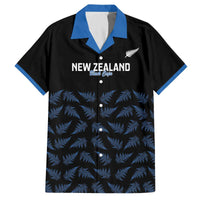 New Zealand Silver Fern Cricket Custom Family Matching Off The Shoulder Long Sleeve Dress and Hawaiian Shirt Black Cap T20 Version LT14 Dad's Shirt - Short Sleeve Black - Polynesian Pride
