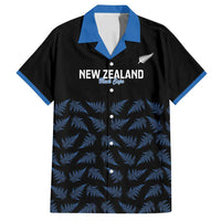 New Zealand Silver Fern Cricket Custom Family Matching Off Shoulder Short Dress and Hawaiian Shirt Black Cap T20 Version LT14 Dad's Shirt - Short Sleeve Black - Polynesian Pride