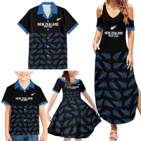 New Zealand Silver Fern Cricket Custom Family Matching Summer Maxi Dress and Hawaiian Shirt Black Cap T20 Version LT14 - Polynesian Pride