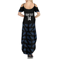 New Zealand Silver Fern Cricket Custom Family Matching Summer Maxi Dress and Hawaiian Shirt Black Cap T20 Version LT14 - Polynesian Pride