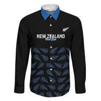 New Zealand Silver Fern Cricket Custom Family Matching Tank Maxi Dress and Hawaiian Shirt Black Cap T20 Version LT14 Dad's Shirt - Long Sleeve Black - Polynesian Pride
