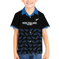 New Zealand Silver Fern Cricket Custom Kid Hawaiian Shirt Black Cap T20 Version - Polynesian Pride