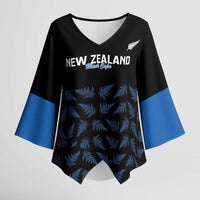 New Zealand Silver Fern Cricket Custom Kimono Sleeve Blouse Black Cap T20 Version - Polynesian Pride