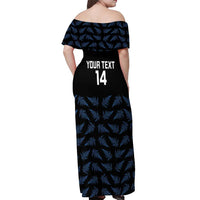 New Zealand Silver Fern Cricket Custom Off Shoulder Maxi Dress Black Cap T20 Version - Polynesian Pride