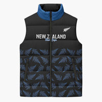 New Zealand Silver Fern Cricket Custom Sleeveless Puffer Jacket Black Cap T20 Version - Polynesian Pride