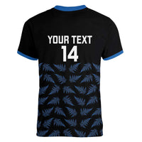 New Zealand Silver Fern Cricket Custom Women V-Neck T-Shirt Black Cap T20 Version - Polynesian Pride