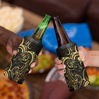 Gold And Black Aoteara Horse Racing 4 in 1 Can Cooler Tumbler NZ Maori Pattern