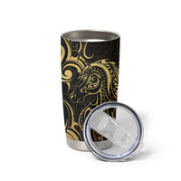 Gold And Black Aoteara Horse Racing Tumbler Cup NZ Maori Pattern