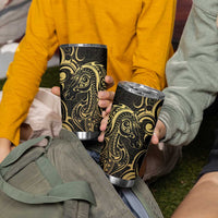 Gold And Black Aoteara Horse Racing Tumbler Cup NZ Maori Pattern