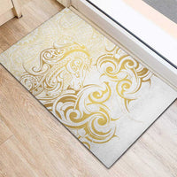 Gold And White Aoteara Horse Racing Rubber Doormat NZ Maori Pattern