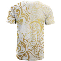 Gold And White Aoteara Horse Racing T Shirt NZ Maori Pattern
