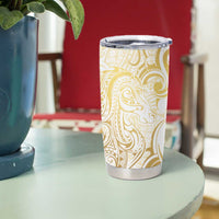Gold And White Aoteara Horse Racing Tumbler Cup NZ Maori Pattern