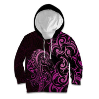 Pink Aoteara Horse Racing Kid Hoodie NZ Maori Pattern