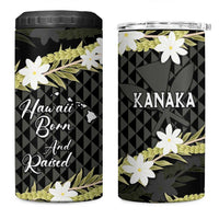 Born And Raised Aloha Hawaii 4 in 1 Can Cooler Tumbler Kanaka Kakau Hawaiian Tiare Pakalana Lei LT14 One Size: 16 oz Black - Polynesian Pride