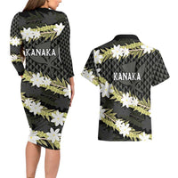 Born And Raised Aloha Hawaii Couples Matching Long Sleeve Bodycon Dress and Hawaiian Shirt Kanaka Kakau Hawaiian Tiare Pakalana Lei LT14 - Polynesian Pride