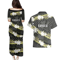 Born And Raised Aloha Hawaii Couples Matching Puletasi and Hawaiian Shirt Kanaka Kakau Hawaiian Tiare Pakalana Lei LT14 - Polynesian Pride