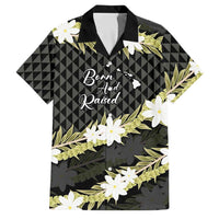 Born And Raised Aloha Hawaii Family Matching Long Sleeve Bodycon Dress and Hawaiian Shirt Kanaka Kakau Hawaiian Tiare Pakalana Lei LT14 Dad's Shirt - Short Sleeve Black - Polynesian Pride