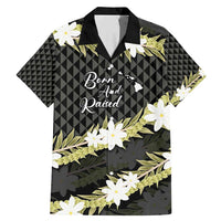 Born And Raised Aloha Hawaii Family Matching Mermaid Dress and Hawaiian Shirt Kanaka Kakau Hawaiian Tiare Pakalana Lei LT14 Dad's Shirt - Short Sleeve Black - Polynesian Pride