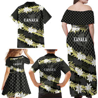 Born And Raised Aloha Hawaii Family Matching Off Shoulder Maxi Dress and Hawaiian Shirt Kanaka Kakau Hawaiian Tiare Pakalana Lei LT14 - Polynesian Pride