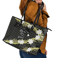 Born And Raised Aloha Hawaii Leather Tote Bag Kanaka Kakau Hawaiian Tiare Pakalana Lei - Polynesian Pride