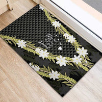 Born And Raised Aloha Hawaii Rubber Doormat Kanaka Kakau Hawaiian Tiare Pakalana Lei - Polynesian Pride