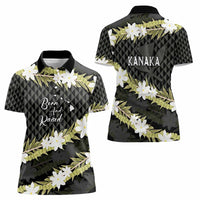 Born And Raised Aloha Hawaii Women Polo Shirt Kanaka Kakau Hawaiian Tiare Pakalana Lei LT14 - Polynesian Pride