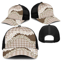 Brown Hawaii Tiare and Shell Lei Baseball Net Cap Hawaiian Palaka Luxury Vibes - Polynesian Pride