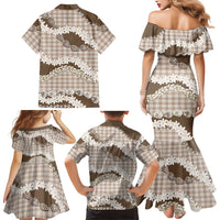 Brown Hawaii Tiare and Shell Lei Family Matching Mermaid Dress and Hawaiian Shirt Hawaiian Palaka Luxury Vibes LT14 - Polynesian Pride