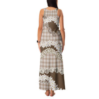 Brown Hawaii Tiare and Shell Lei Family Matching Tank Maxi Dress and Hawaiian Shirt Hawaiian Palaka Luxury Vibes LT14 - Polynesian Pride