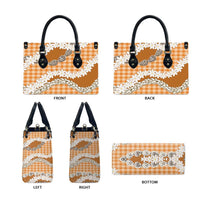 Orange Hawaii Tiare and Shell Lei Leather Bag Hawaiian Palaka Luxury Vibes - Polynesian Pride