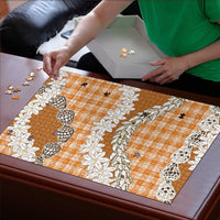 Orange Hawaii Tiare and Shell Lei Puzzle Hawaiian Palaka Luxury Vibes - Polynesian Pride