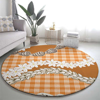 Orange Hawaii Tiare and Shell Lei Round Carpet Hawaiian Palaka Luxury Vibes - Polynesian Pride