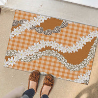 Orange Hawaii Tiare and Shell Lei Rubber Doormat Hawaiian Palaka Luxury Vibes - Polynesian Pride
