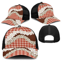 Red Hawaii Tiare and Shell Lei Baseball Net Cap Hawaiian Palaka Luxury Vibes - Polynesian Pride