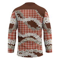 Red Hawaii Tiare and Shell Lei Hockey Jersey Hawaiian Palaka Luxury Vibes - Polynesian Pride