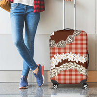 Red Hawaii Tiare and Shell Lei Luggage Cover Hawaiian Palaka Luxury Vibes - Polynesian Pride
