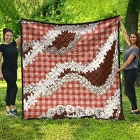 Red Hawaii Tiare and Shell Lei Quilt Hawaiian Palaka Luxury Vibes - Polynesian Pride