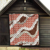Red Hawaii Tiare and Shell Lei Quilt Hawaiian Palaka Luxury Vibes - Polynesian Pride