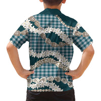 Dark Cyan Hawaii Tiare and Shell Lei Hawaiian Shirt Hawaiian Palaka Luxury Vibes - Polynesian Pride
