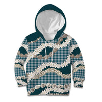 Dark Cyan Hawaii Tiare and Shell Lei Kid Hoodie Hawaiian Palaka Luxury Vibes LT14 Hoodie Dark Cyan - Polynesian Pride